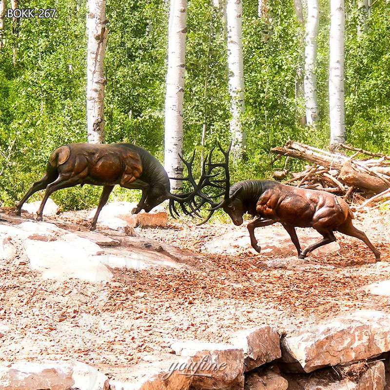 Bronze fighting elk statue factory direct price