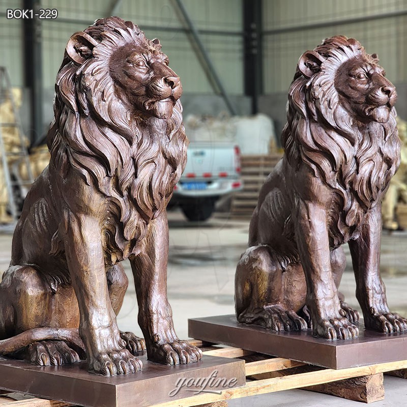 Bronze sitting lion statue wholesale supplier