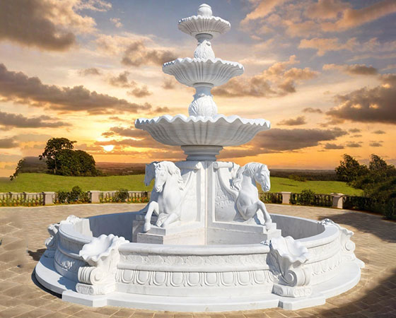 Hand carved marble horse fountain for sale