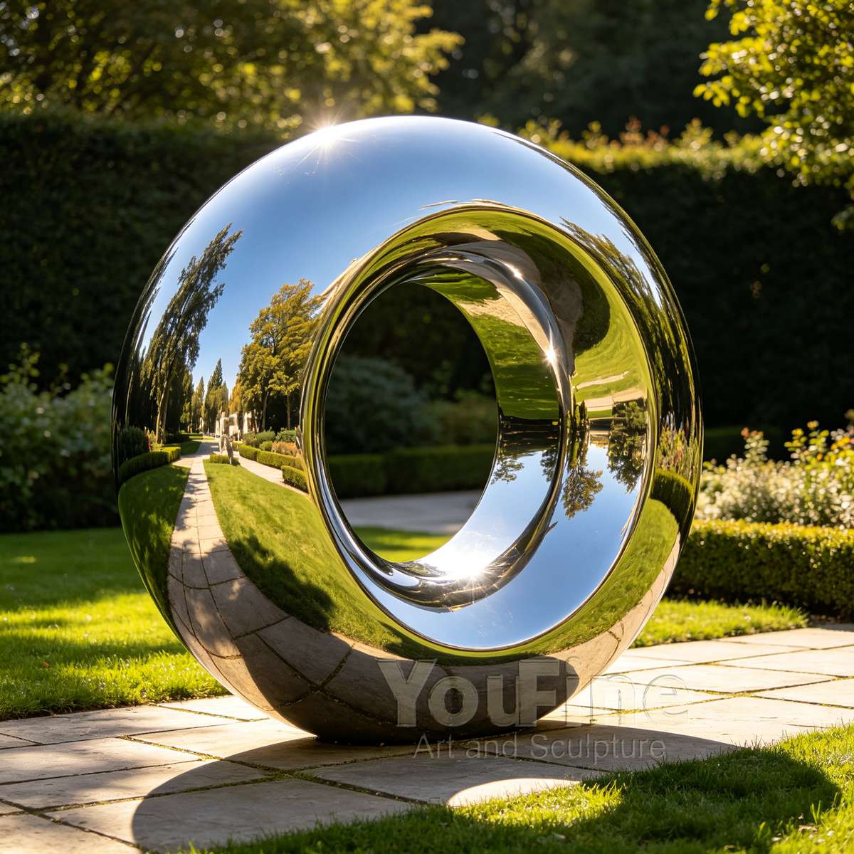 Mirror polished stainless steel sculpture fabricated in our workshop