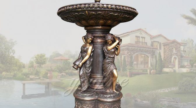 Superb large garden elegant lady bronze statues fountain for sale