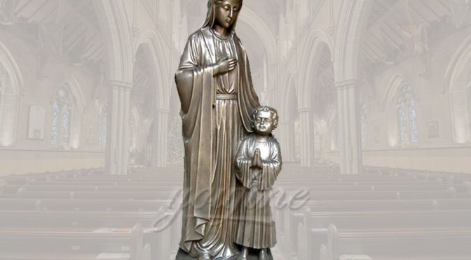 Classical life size religious bronze Mary and Jesus statue for church