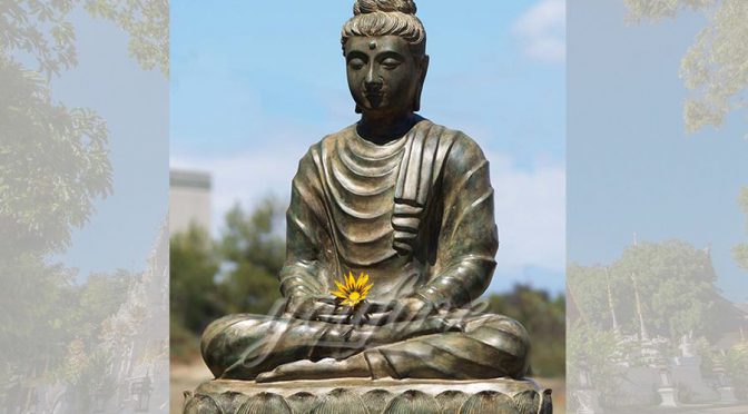 Antique outdoor eastern sitting bronze buddha statue