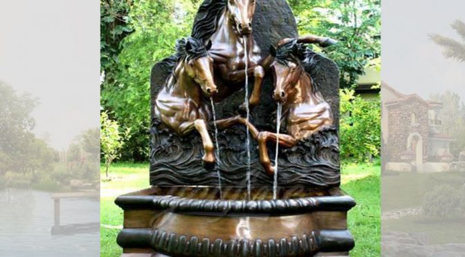 Decorative detailed casting horse bronze wall fountain for garden