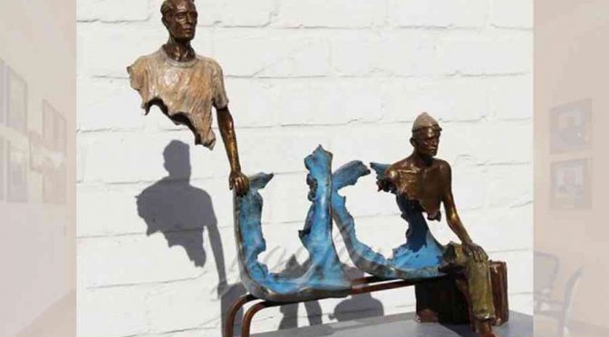 Abstract Bruno Catalano replica famous garden bronze traveler sculpture