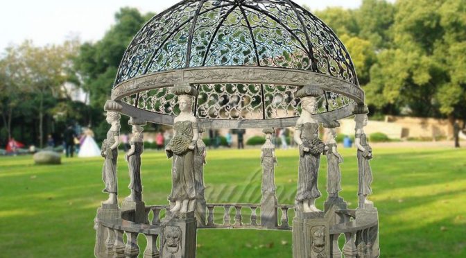 2017 popular marble carving figure stone gazebo