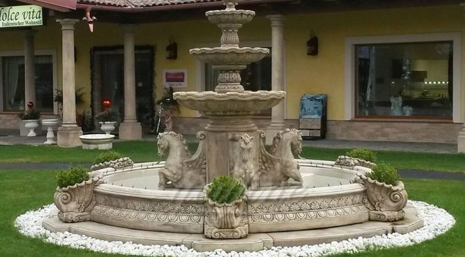 Antique White Marble Outdoor Horse Garden Water Fountains