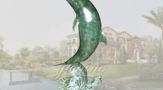 Life size garden bronze dolphin sculpture