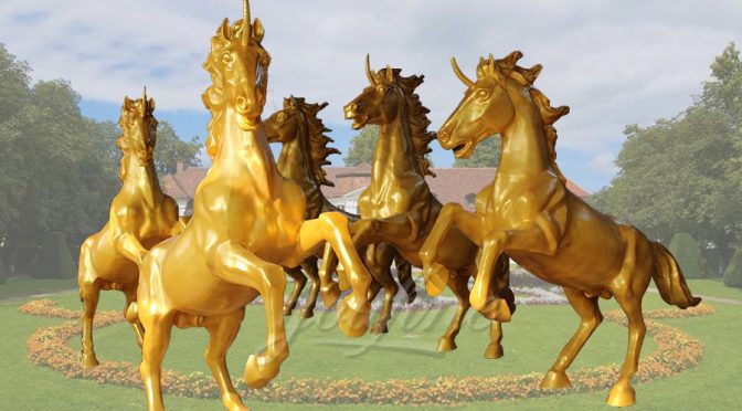 Group Running Bronze Horse Statue