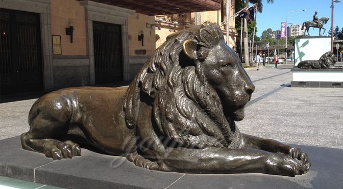 Antique Life Size Bronze Lion Statue