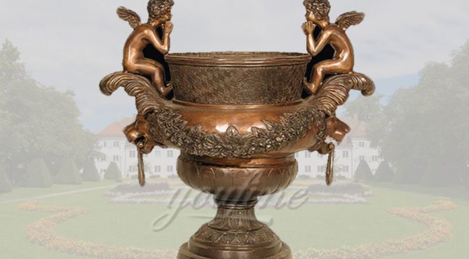 Outdoor Angel Statue Bronze Planter