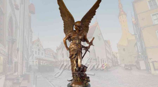 Classical famous outdoor bronze angel statue with sword