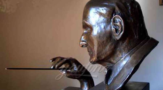 Life size indoor classical music bronze conductor bust statue