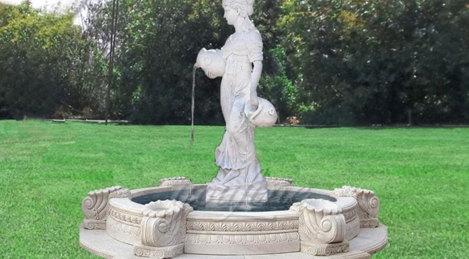 Buy Lady Vase Statue White Marble Water Fountain Sale