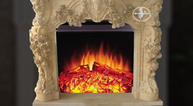 Classical design decorative beige marble fireplace mantel on sale