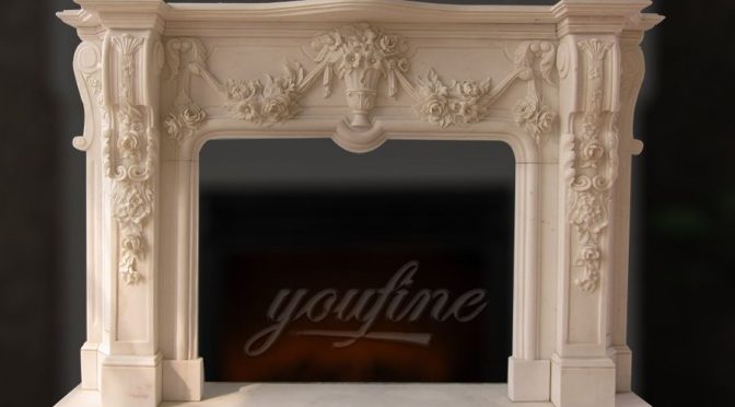 Decorative Georgian beige marble fireplace mantel for sale