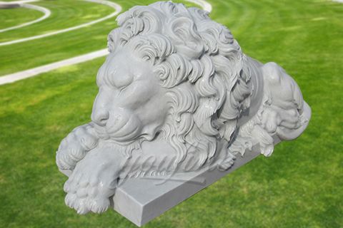 Decorative garden outdoor marble sleeping lion sculpture