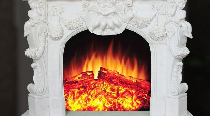 Decorative indoor marble fireplace frame with angel for sale