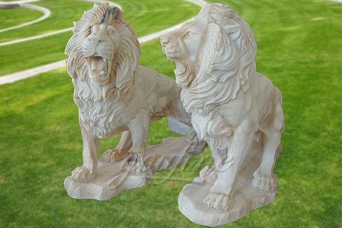 Decorative natural carved marble lion sculpture