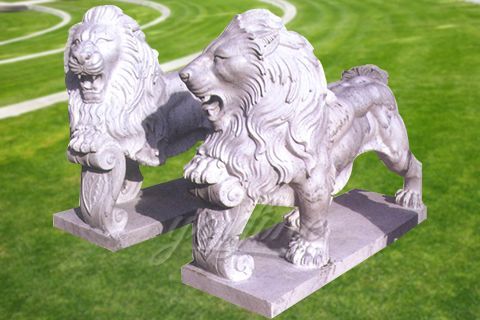 Decorative outdoor garden marble lion statues