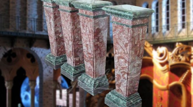 Decorative square multi color marble columns indoor&outdoor