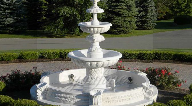 Factory Directly Sales 3 Tier Lion Head White Marble Fountain