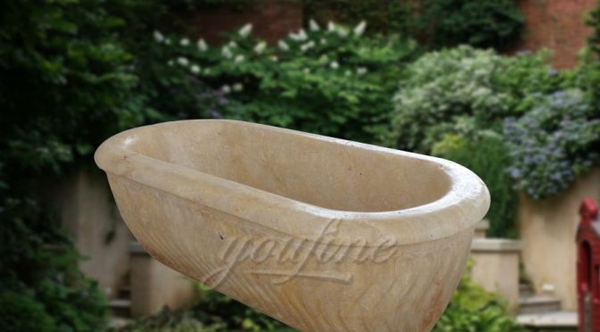 Factory beige marble natural stone bath tub on sale