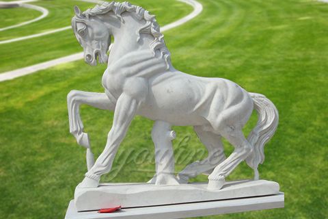 Garden white marble horse sculpture