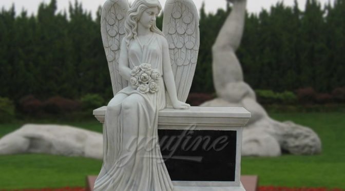 Hand Carved Marble Female Angel Headstone