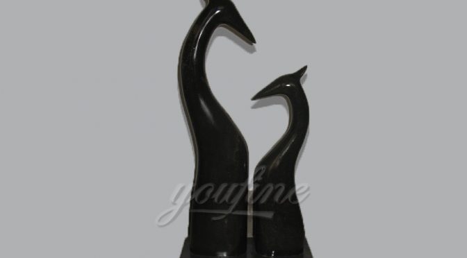 Hand Carving Art Black Marble Abstract Statue