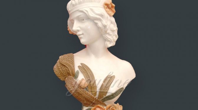Hand carved decoration marble lady bust statue