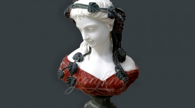 Hand carved marble female bust for indoor