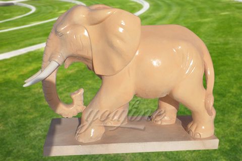 Hand carved outdoor garden marble elephant statues