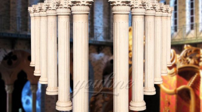 High polished roman hand carved beige marble columns for decoration