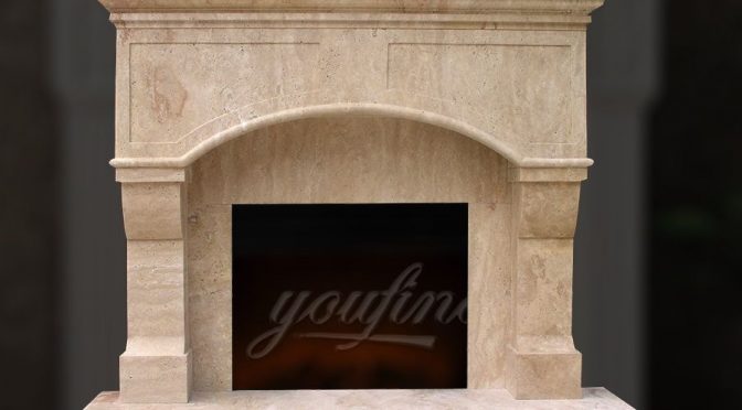 High quality Victorian beige marble fireplace mantel for sale