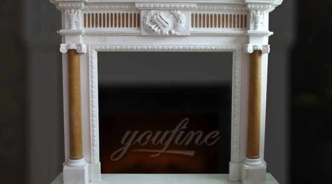 Indoor unique Georgian multi color marble fireplace surround