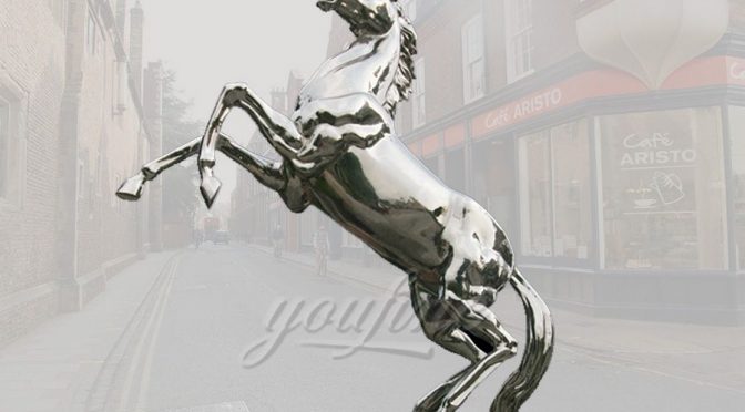 Life size stainless steel horse sculpture