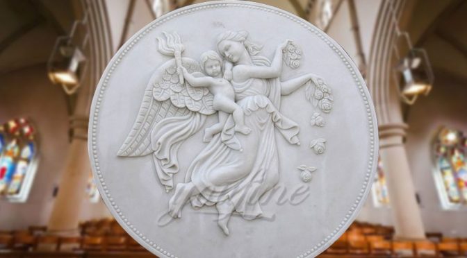 Natural Marble Stone Carved Wall Angel Relief Sculptures