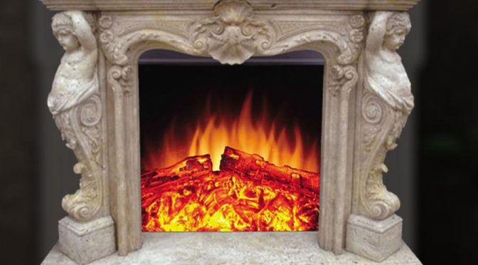 New design indoor decorative French style beige marble fireplace