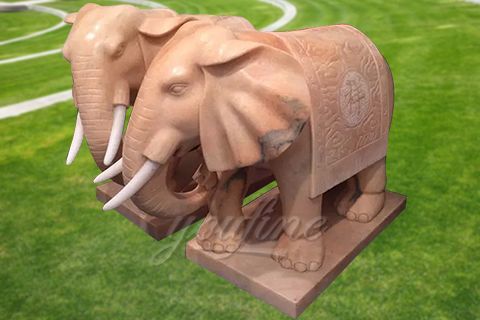 Outdoor natural carved marble elephant statue