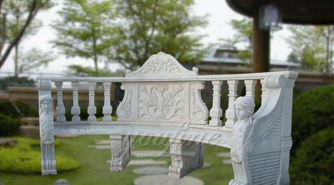 White hand craft garden marble bench for sale